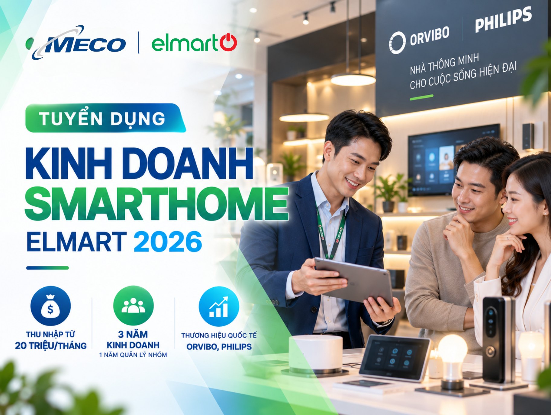 Tuyển dụng kinh doanh smarthome Elmart 2026: Lương từ 20 triệu 1 tuyển dụng kinh doanh smarthome Elmart 2026